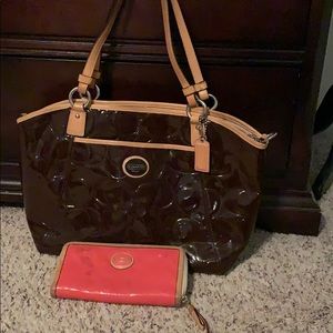 Brown Coach Patent Bag